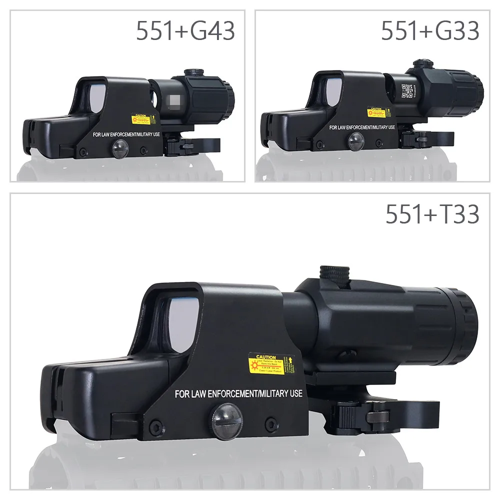 551 552 553 558 Red Green Dot Holographic Sight Scope G33 G43 3X Magnifier Hunting Reflex Sight Rifle 20mm Mount For Airsoft Gun