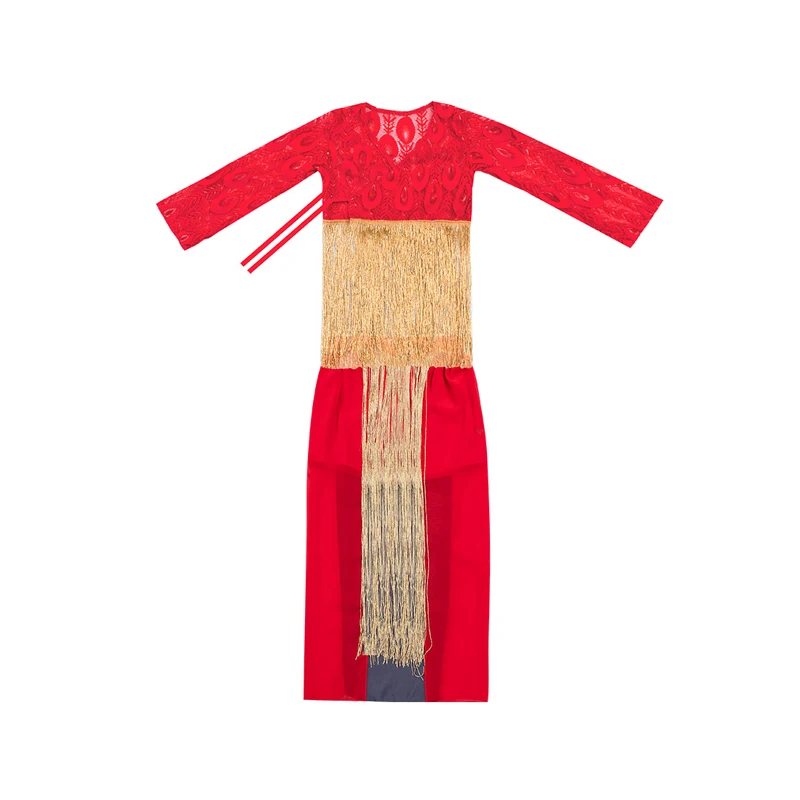 

Jazz Dance Set Red Lace Cloak Tassel Shorts for Girls Modern Outfit Children's Hip-hop Street Dance Performance Costumes XS1236