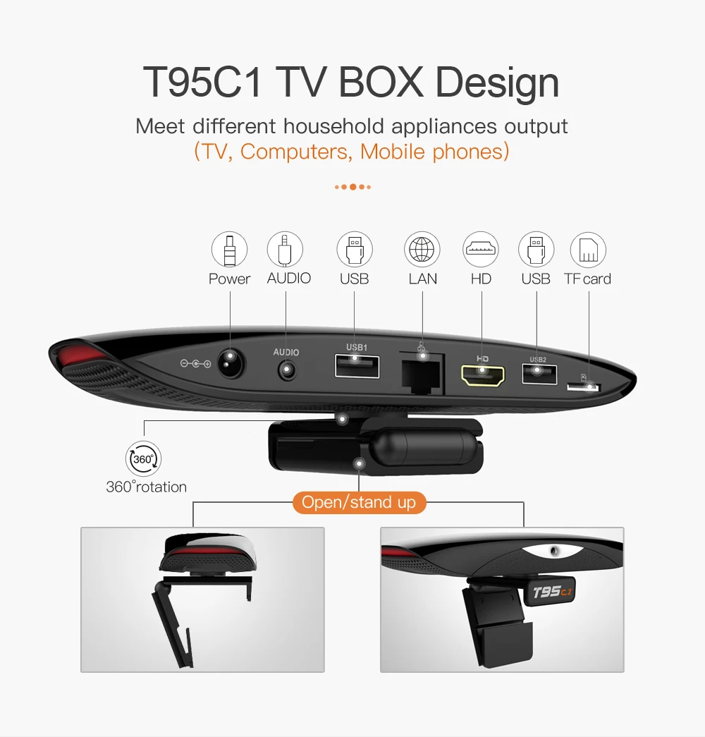 Приставка Смарт ТВ RK3368 с камерой 800 Вт 9 0 пикселей Android 2 Wi Fi 4 ГГц/5 ГГц Bluetooth