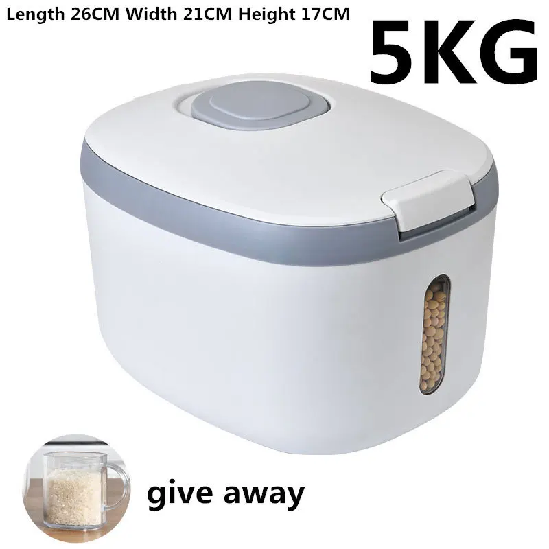 

Kitchen 5L Sealed Jar Cylinder Grain Container Bucket BPA Free Nano Bucket Moisture-Proof Rice Grain Home Storage Food Store Box