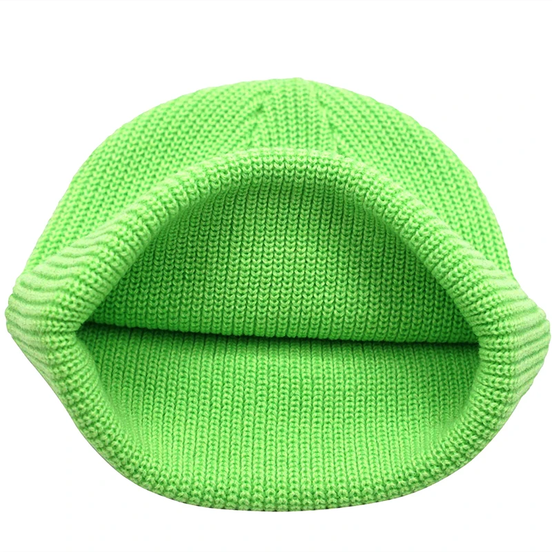 Унисекс ребристая вязаная короткая Кепка с манжетами однотонная мешковатая