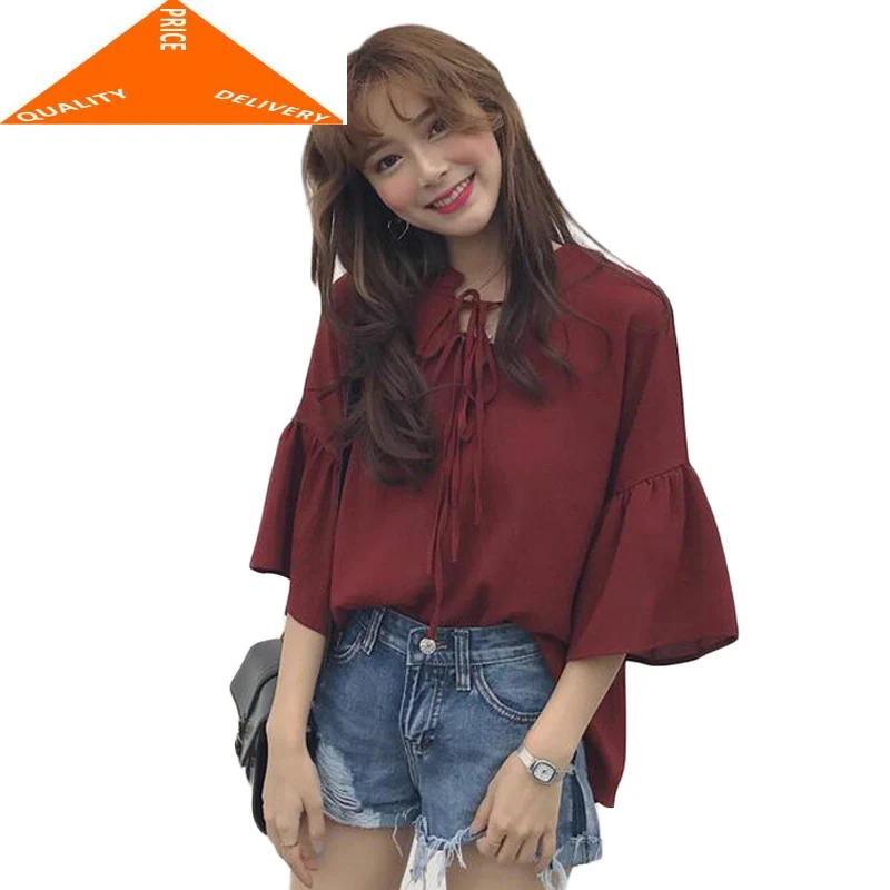 

women Summer korean New Style Fresh Sweet blouse Female Stand collar Chiffon Shirt Casual blusas mujer de moda 2020 HH026