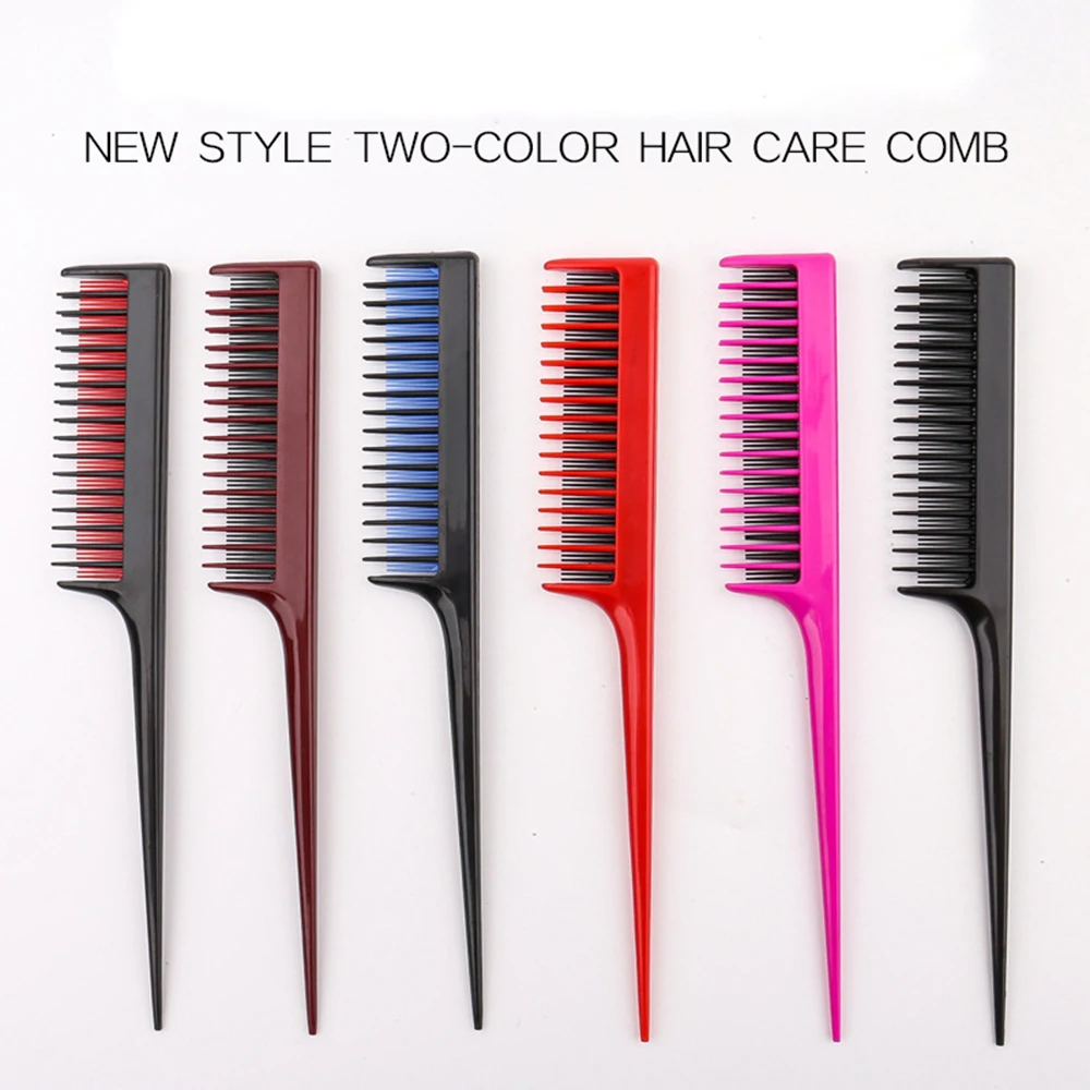 

1Pcs Portable Hair Comb Brush 3-row Teeth Teasing Comb Plastic Detangling Brush Rat Tail Colorful Hairdressing Combs Salon Tool