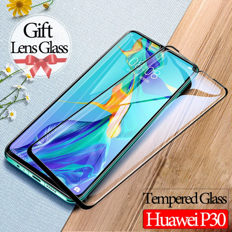 2 в 1 закаленное стекло на huawei P30 P30lite Glass P 30 протектор экрана Nova4e камера защитное р30