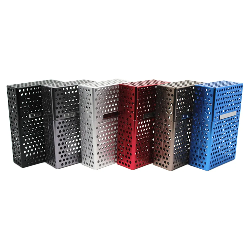 1pc Lightweight Hollow Aluminum Alloy Clamshell Cigarette Case Cigar Box Storage Pocket |
