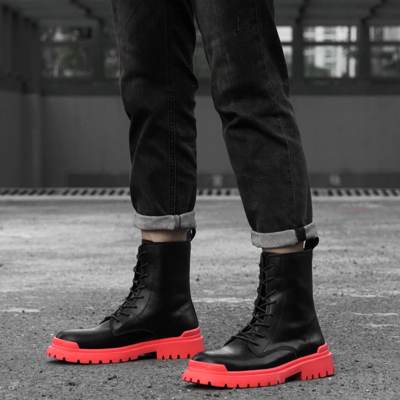 Модные ботинки унисекс из натуральной кожи новинка модные мотоциклетные черные