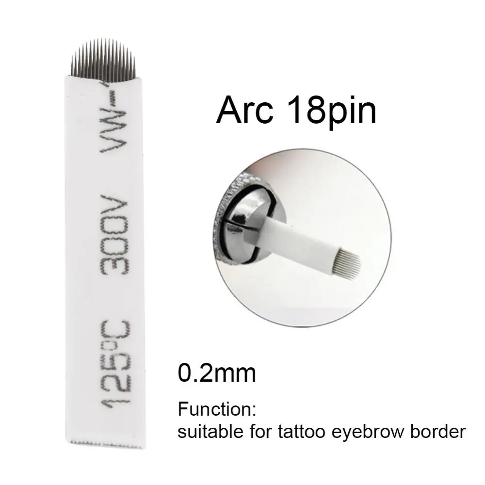 50pcs Arc 18 pin 50 шт. 9 10 21 Pin Перманентный макияж бровей татуировки иглы Лезвия для 3D вышивки микроблейдинг Татуировки Ручка аксессуары для макияжа тела - Габаритные размеры: 50pcs Arc 18 pin