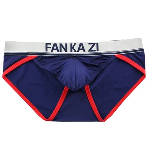 Мужское нижнее белье, мужские пикантные трусы с принтом, мужское бикини с выпуклым мешочком, дышащее нейлоновое нижнее белье с заниженной талией
