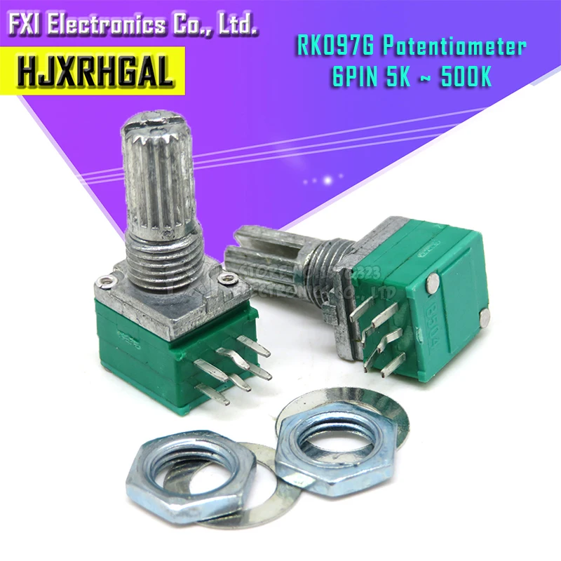 5 шт. RK097G 5 к 10 к 20 к 50 к 100 к 500 к B5K с переключателем аудио 6pin вал 15 мм усилитель потенциометра уплотнения