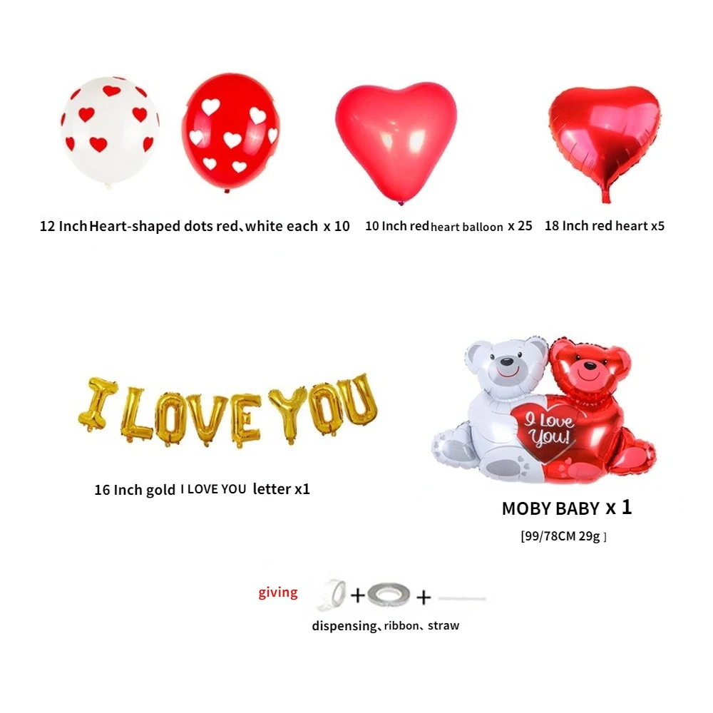 

55 Pcs/set 18 Inch Cuddle Bear Foil Balloons Decoration Valentine Day Wedding Anniversary Balloon Party Supplies Decoration