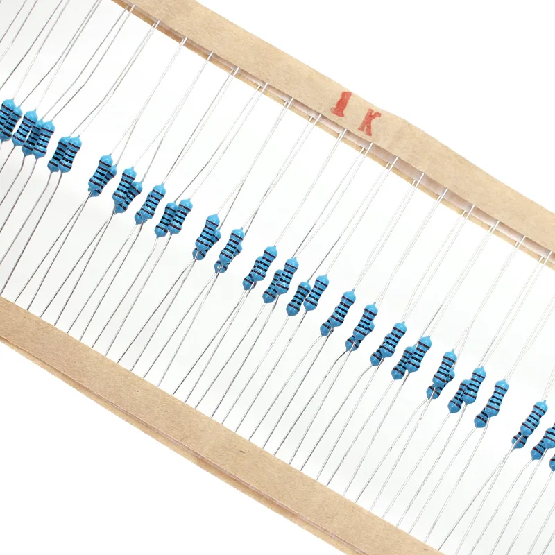 

100pcs/lot 1/4W 1% Metal film resistor 0.25W resistance 1K Throught Hole