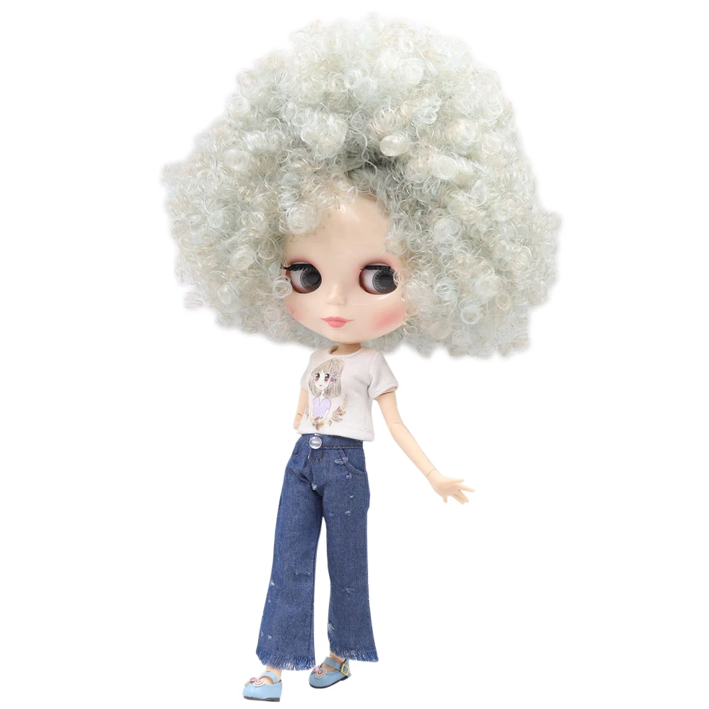 Кукла Blyth ICY DBS No.BL6909/8800 зеленая серая афро волосы для шарнирного тела с белой кожей