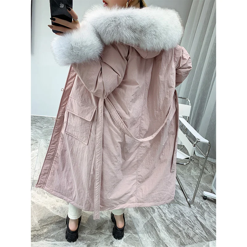 Новинка 2020 Женская парка на пуху с воротником из натурального Лисьего меха