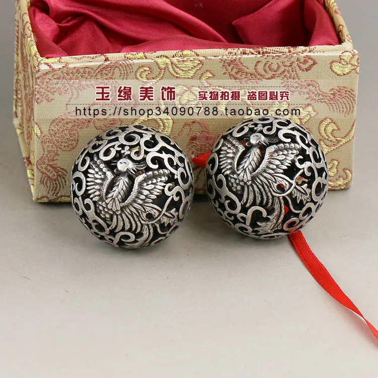 

Античный серебряный ручной шар с отверстиями шар дракона и феникса пара бесплатная доставка античный домашний декор