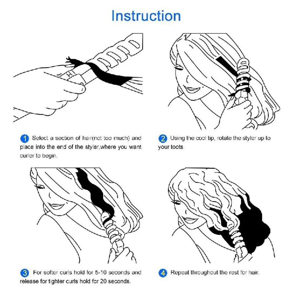 

Compact Tourmaline Ceramic Spiral Curling Iron Curl Curler Ceramic Lightweight And Ergonomic Rotating Electric Cord