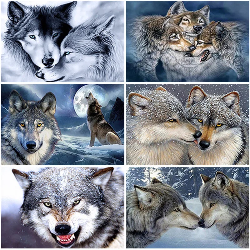 

5D DIY Diamond Painting Wolf Cross Stitch Kit Diamond Embroidery Animal Full Square/Round Picture of Rhinestones Handcraft Gift