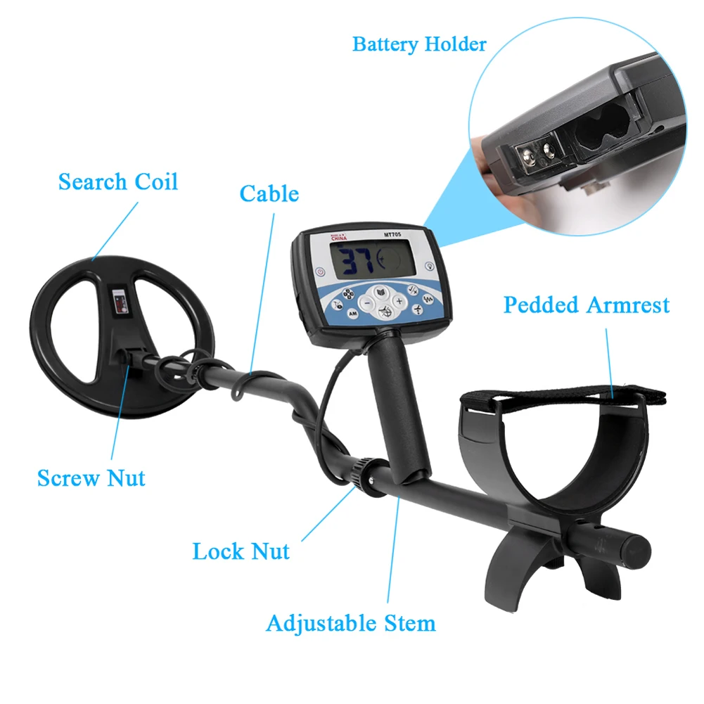 MT705 Portable Underground Metal Detector 270mm Waterproof Search Coil High Sensitivity Detecting Tool for Adults Kids | Инструменты