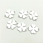 Подвески в виде четырехлистного клевера из нержавеющей стали с рисунком сердца персика для ожерелья, подвески для самостоятельного изготовления ювелирных изделий, 10 шт.