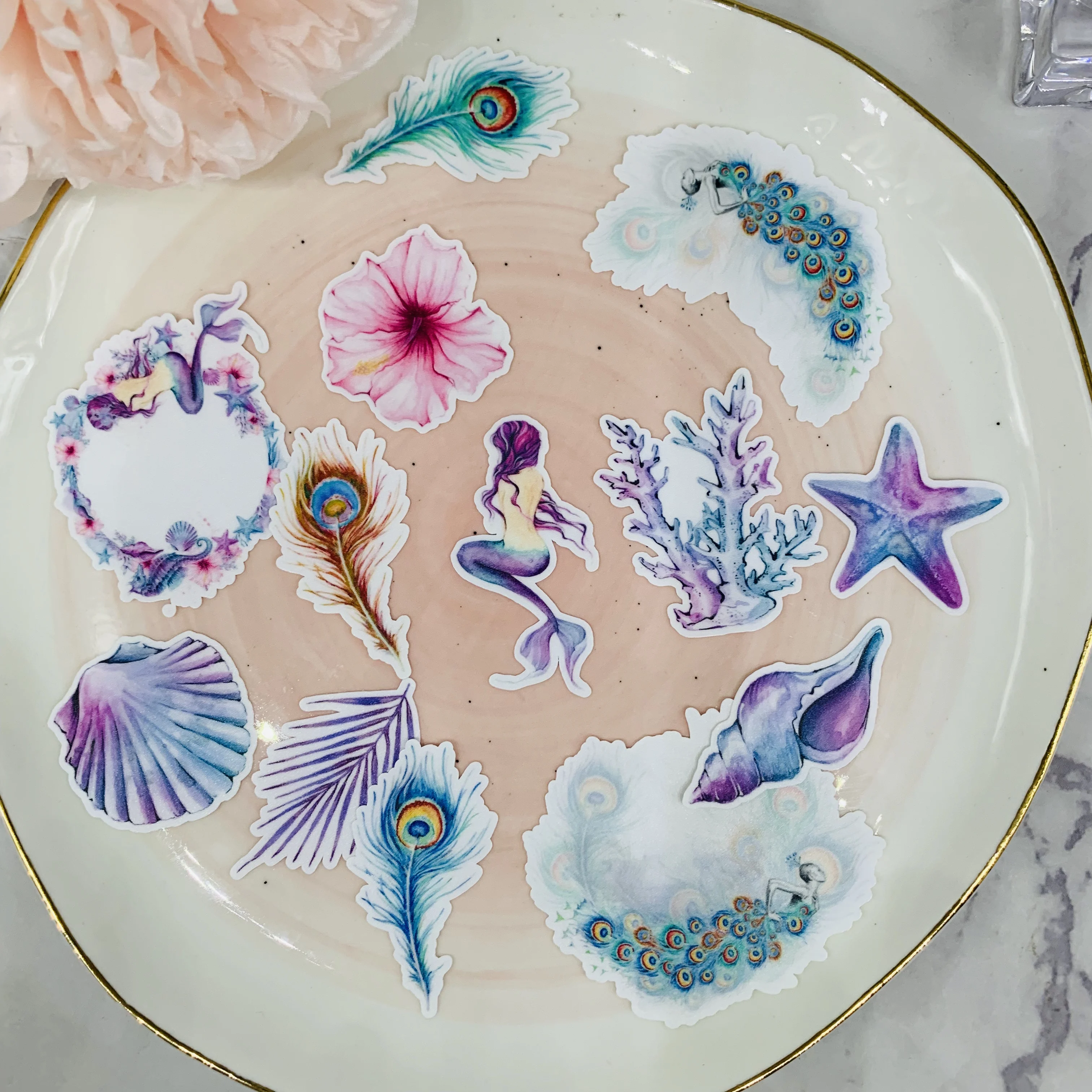 21 шт./упак. Винтаж Русалка перо в гиппокамп наклейка сделай сам Скрапбукинг