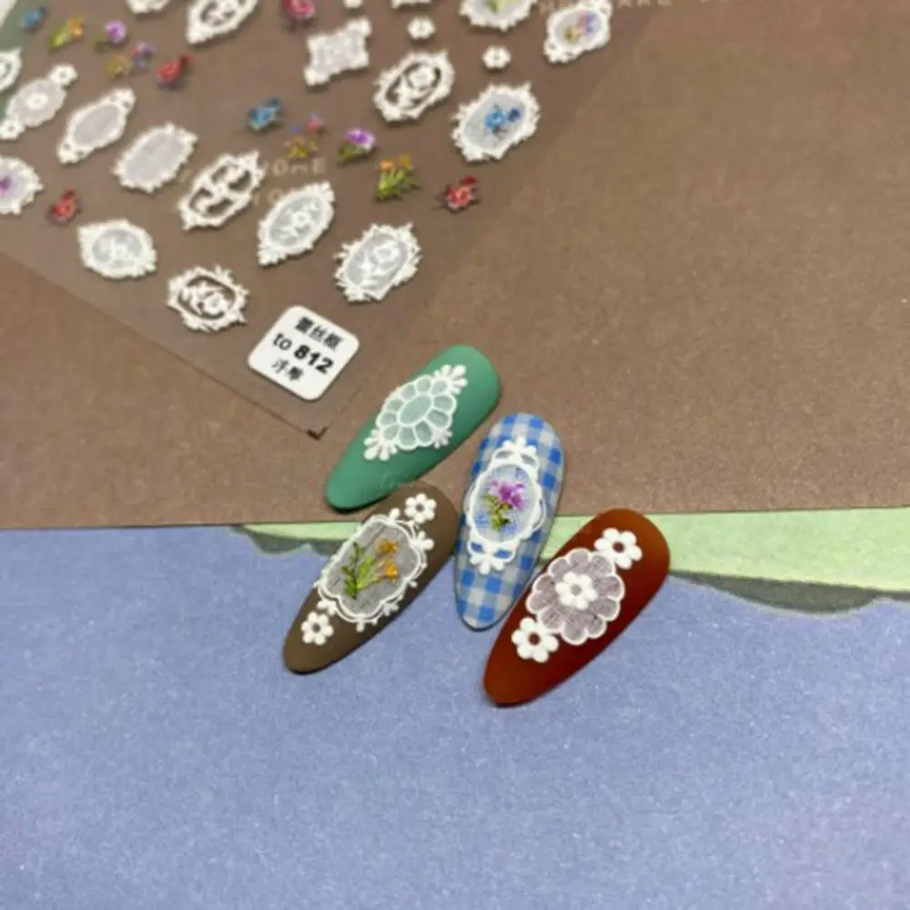 

5D переводная картинка рельефные цветные цветы фотообои художественное украшение «сделай сам» инструмент для дизайна ногтей кружевная рам...