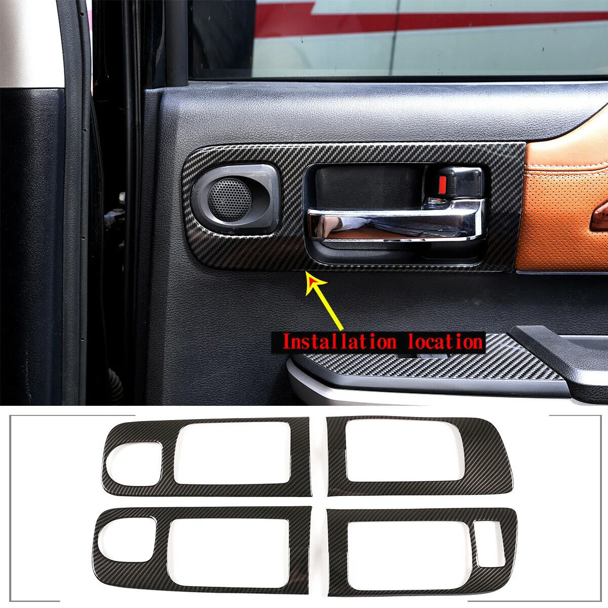 

2014-2018 Decoration 4pcs Frame Auto Carbon Cover Door Fiber For Inner