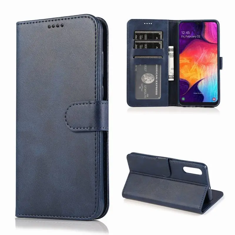 Чехол-кошелек для Xiaomi Redmi Note 8 Pro, кожаный чехол-книжка, чехол для телефона Redmi Note 8 T, роскошный защитный чехол коричневого цвета - Цвет: Blue Case