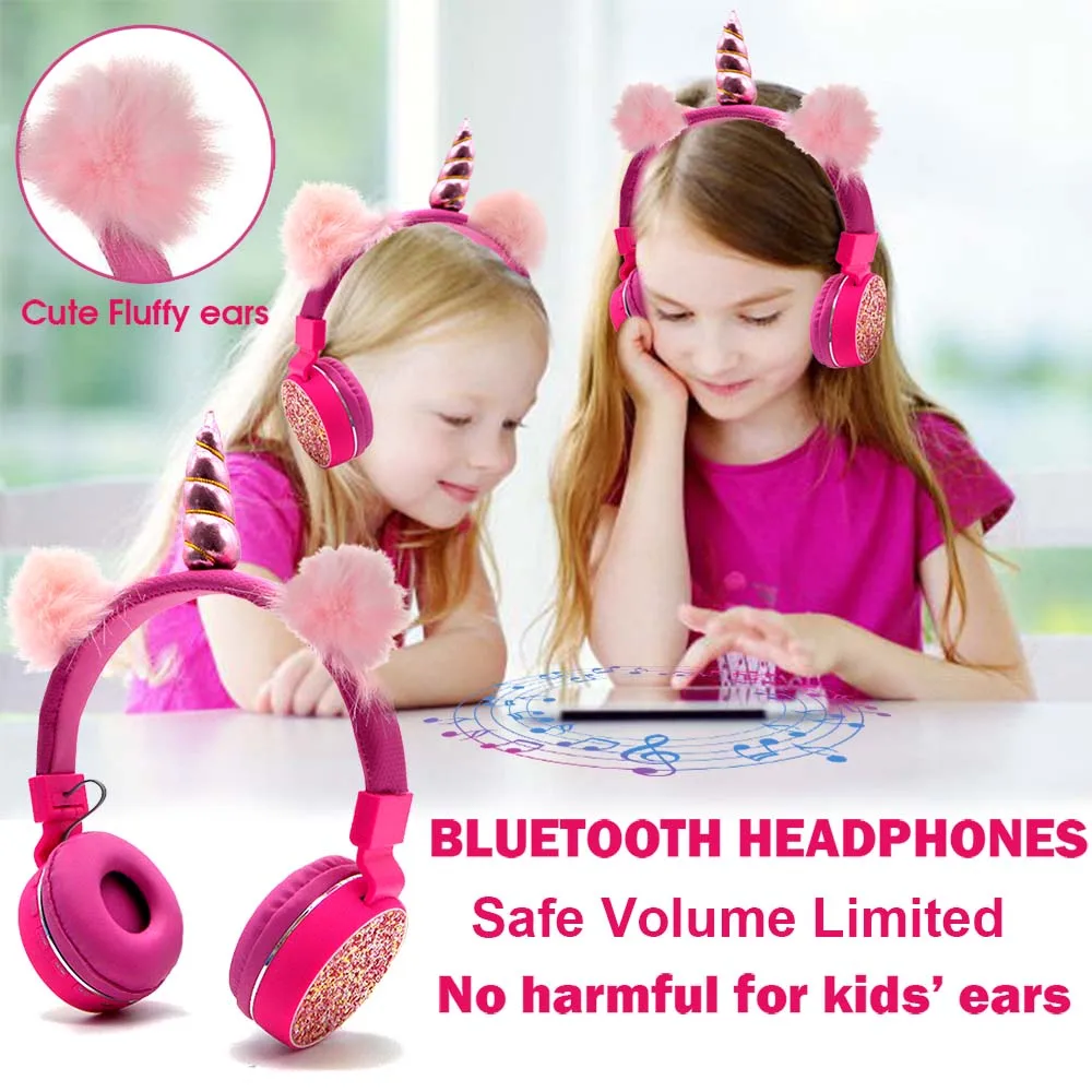 JINSERTA единороги наушники стерео Bluetooth детские с микрофоном Поддержка FM радио