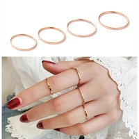 1 mm promotion titanium steel rose gold color anti allergy smooth couple wedding ring woman man fashion jewelry kk004