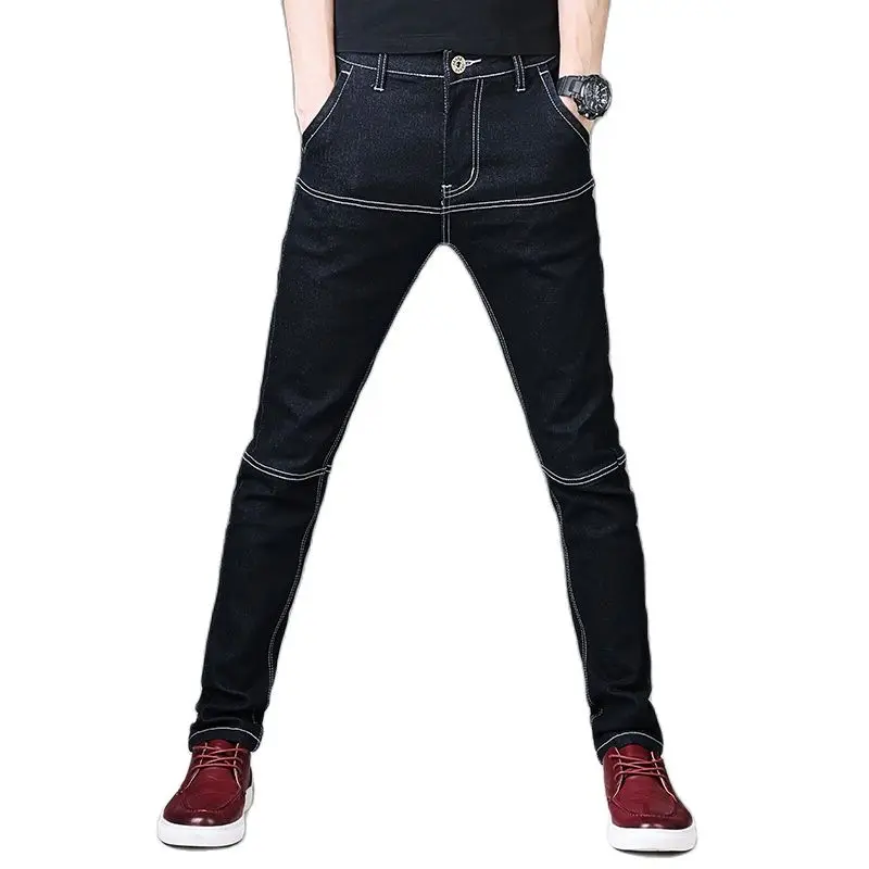 

2021 Black Denim Trousers Men Hot Sales Fashion Casual Mens Jeans Small Elastic Comfort men pants Size 27-36 Slacks