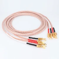 pair 12tc twist speaker cable occ copper speaker cable with 24k gold plated y spade plug loudspeaker cable hifi audiophile wire