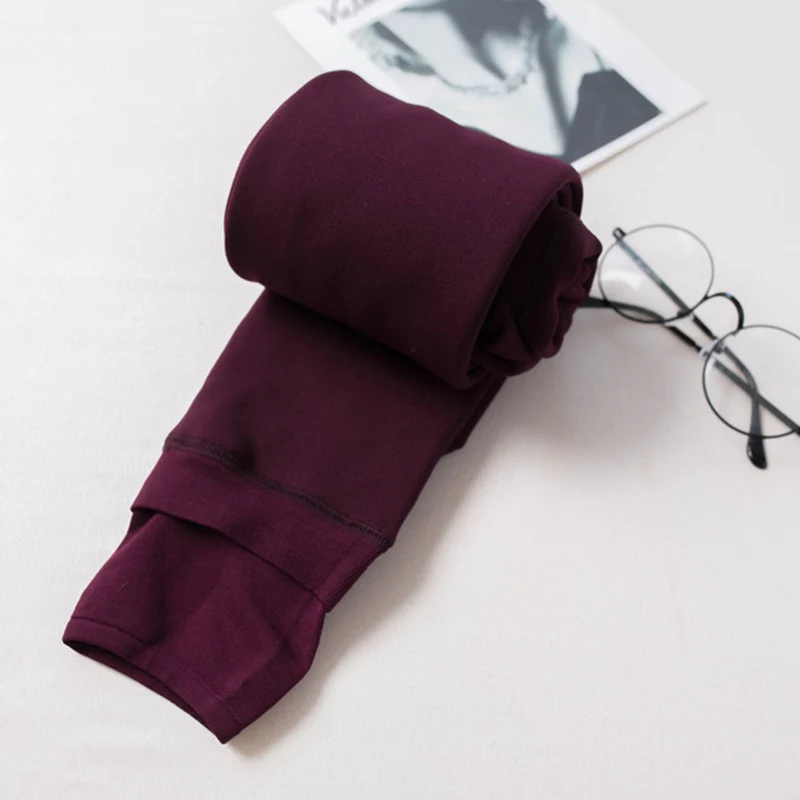 88P Wine Red 8 цветов S-3XL зима плюс кашемировые леггинсы женские повседневные теплые плюс размер из искусственного бархата трикотажные толстые тонкие леггинсы повышенной эластичности - Цвет: 88P Wine Red