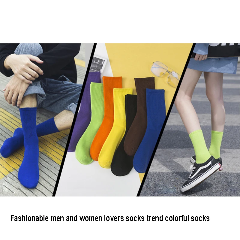 Носки унисекс яркие неоновые из 2019 хлопка в стиле Харадзюку|Мужские носки| |