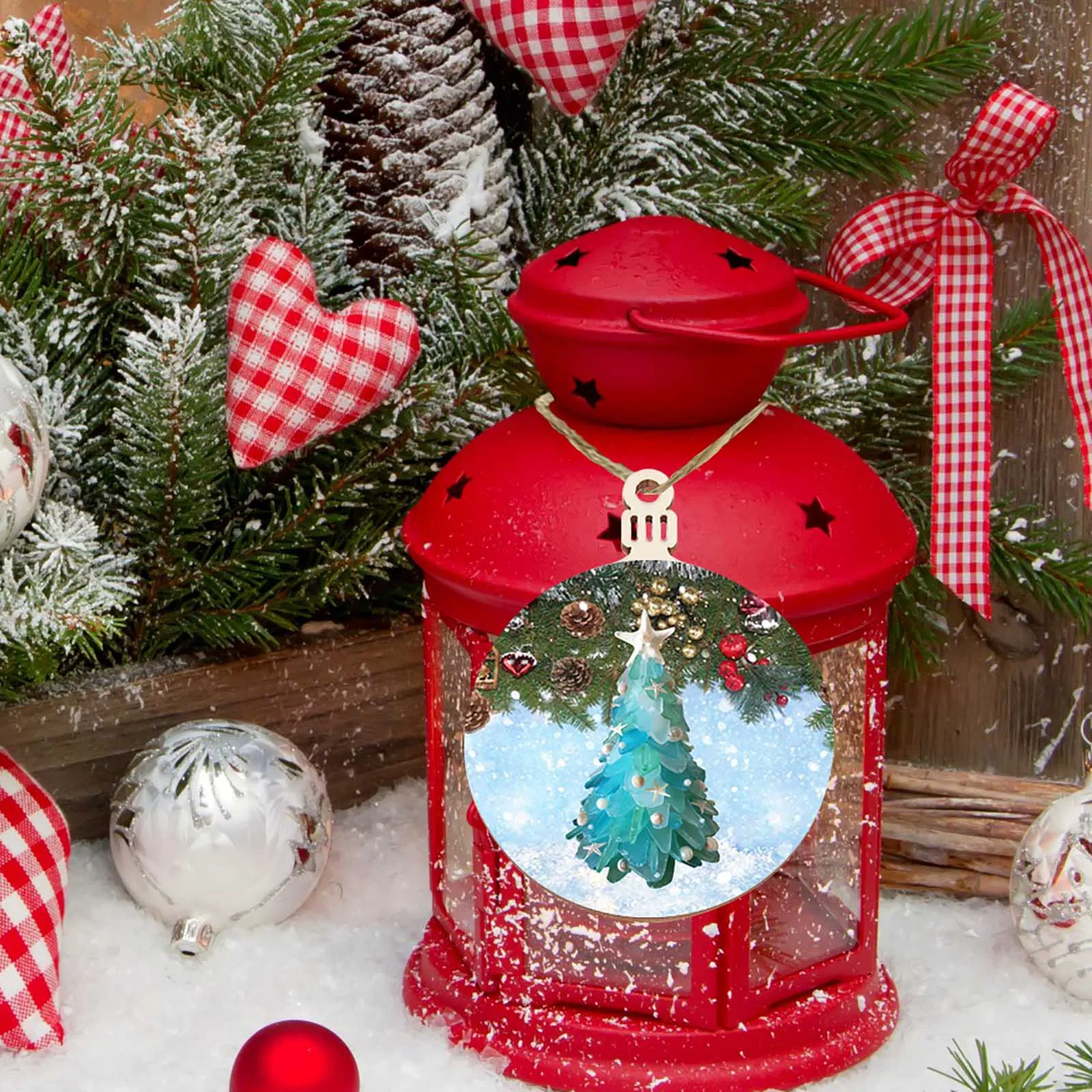 Забавная синяя шляпа с узором Санта Клауса акриловая подвеска украшения для