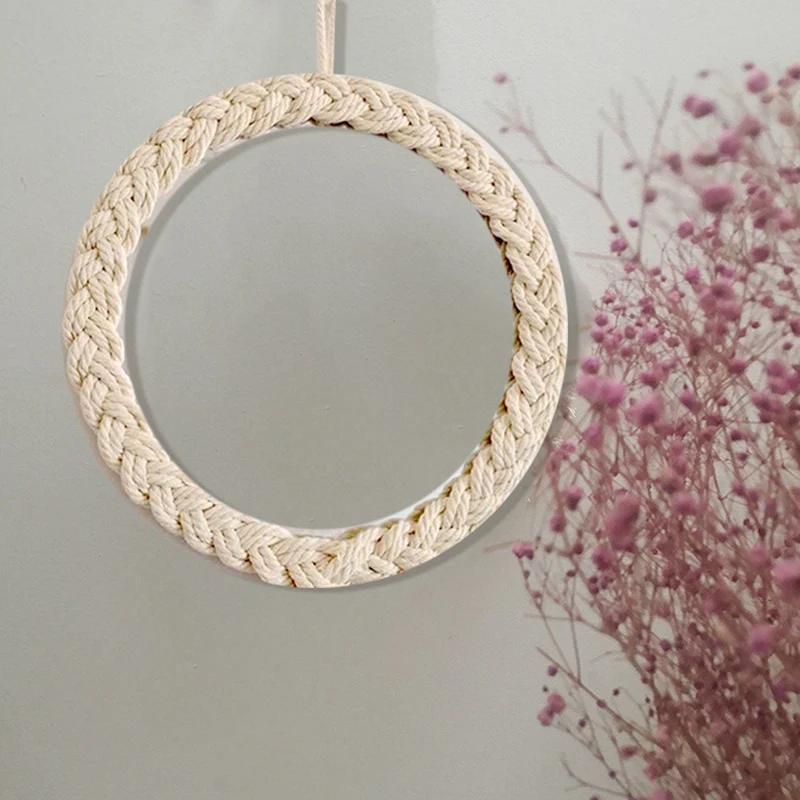 

Wall Mirror with Macrame Fringe,Round Antique Mirror,Bohemian Handmade Decor for Living Room&Bedroom