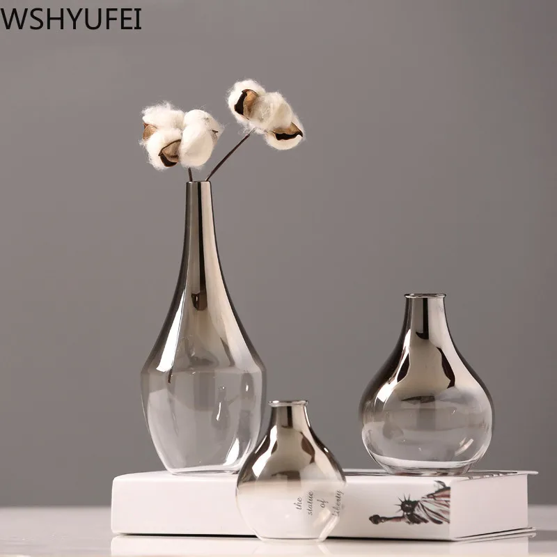 Новый стиль Маленькая свежая стеклянная ваза для гостиной Цветочная композиция
