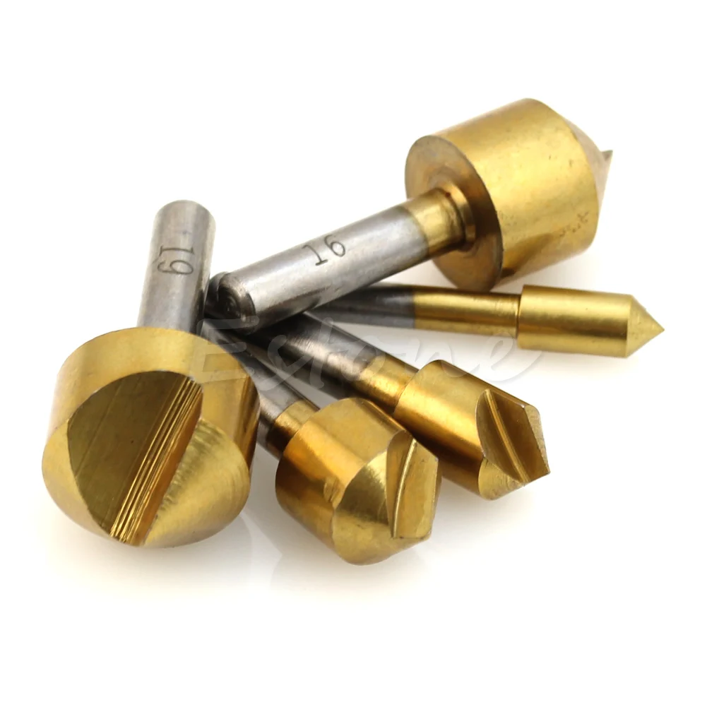 

5Pcs 6mm-19mm Titanium Countersink Steel 90 Flute Chamfer Metric Drill Bit New