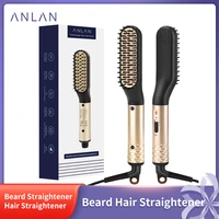 anlan hair comb brush beard straightener multifunctional hair straightening comb hair curler quick beard hair styler eu plug