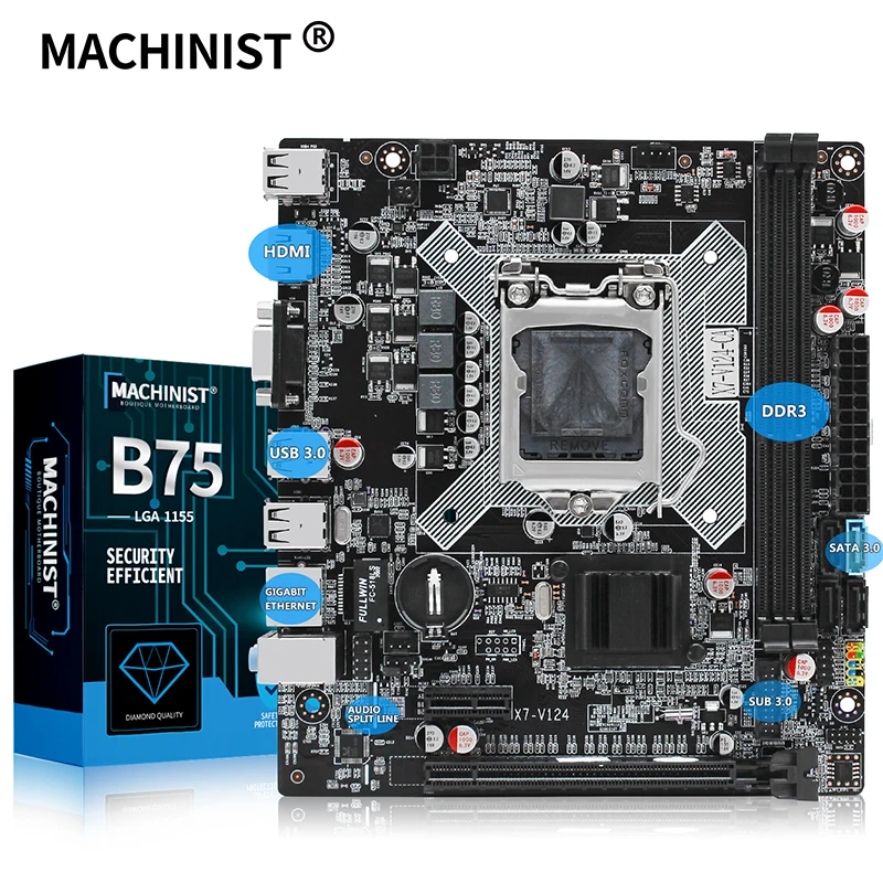 MACHINIST B75 настольная материнская плата LGA 1155 M ATX поддерживает процессор Intel i3/i5/i7 и