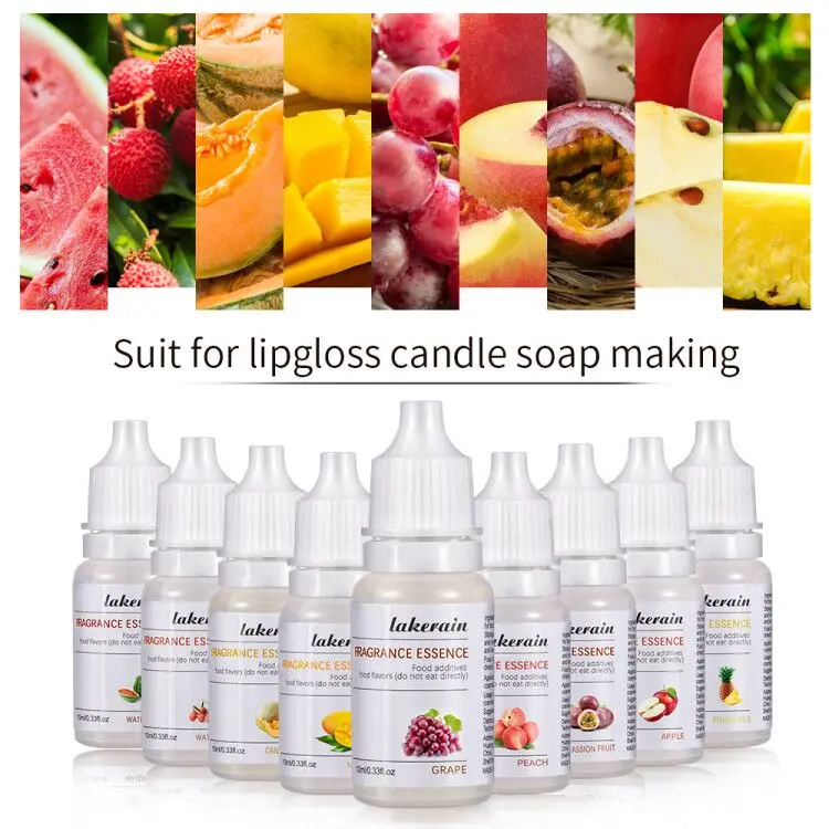Fruit Scent Flavoring Essence Oil Drops for Lip Gloss Base DIY Handmade Lipstick Cosmetic Vegan Food Grade Raw Material 10ml