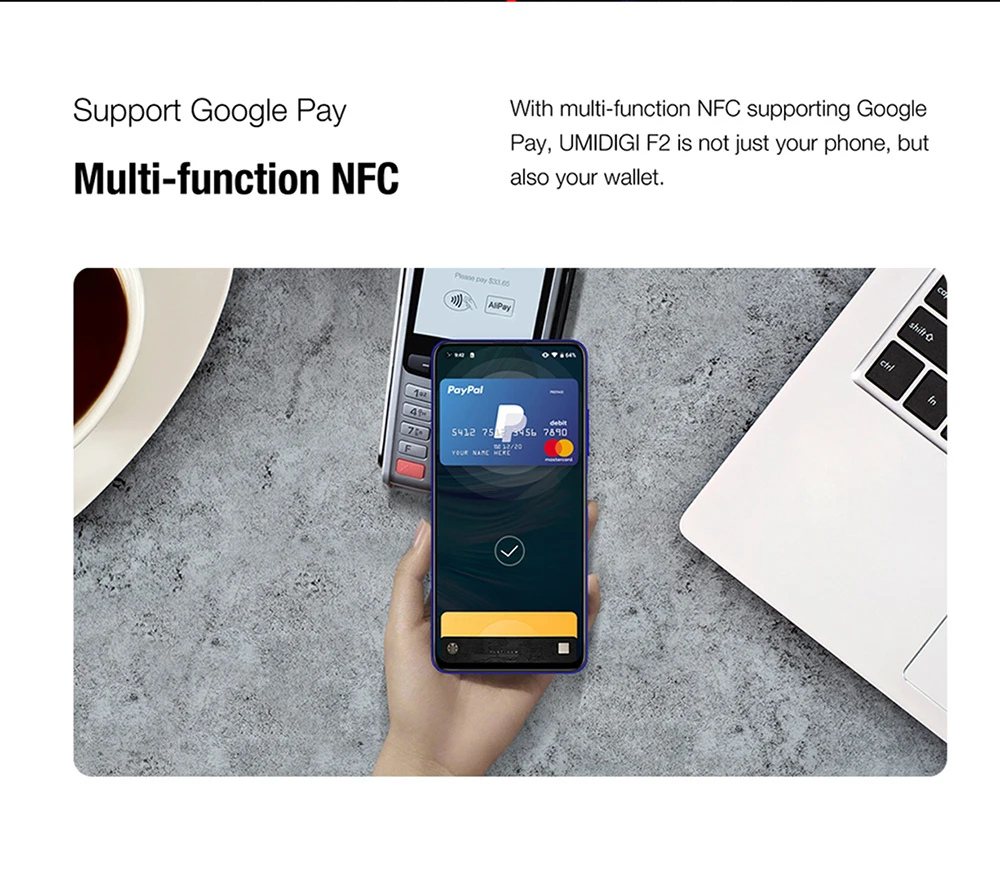UMIDIGI F2 глобальная версия Android 10 6 ГБ 128 ГБ 6,5" FHD 32 МП селфи Helio P70 48MP AI Quad камера мобильный телефон 5150 мАч NFC