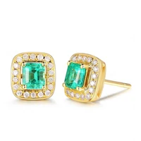 black angel 925 silver luxury emerald gemstone earrings for women bride 18k gold earrings stud wedding gift jewelry wholesale