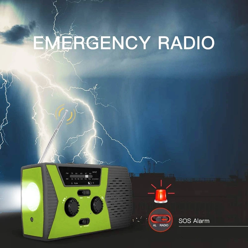 Погодное радио с светодиодный фонариком Аварийная сигнализация SOS аварийное на
