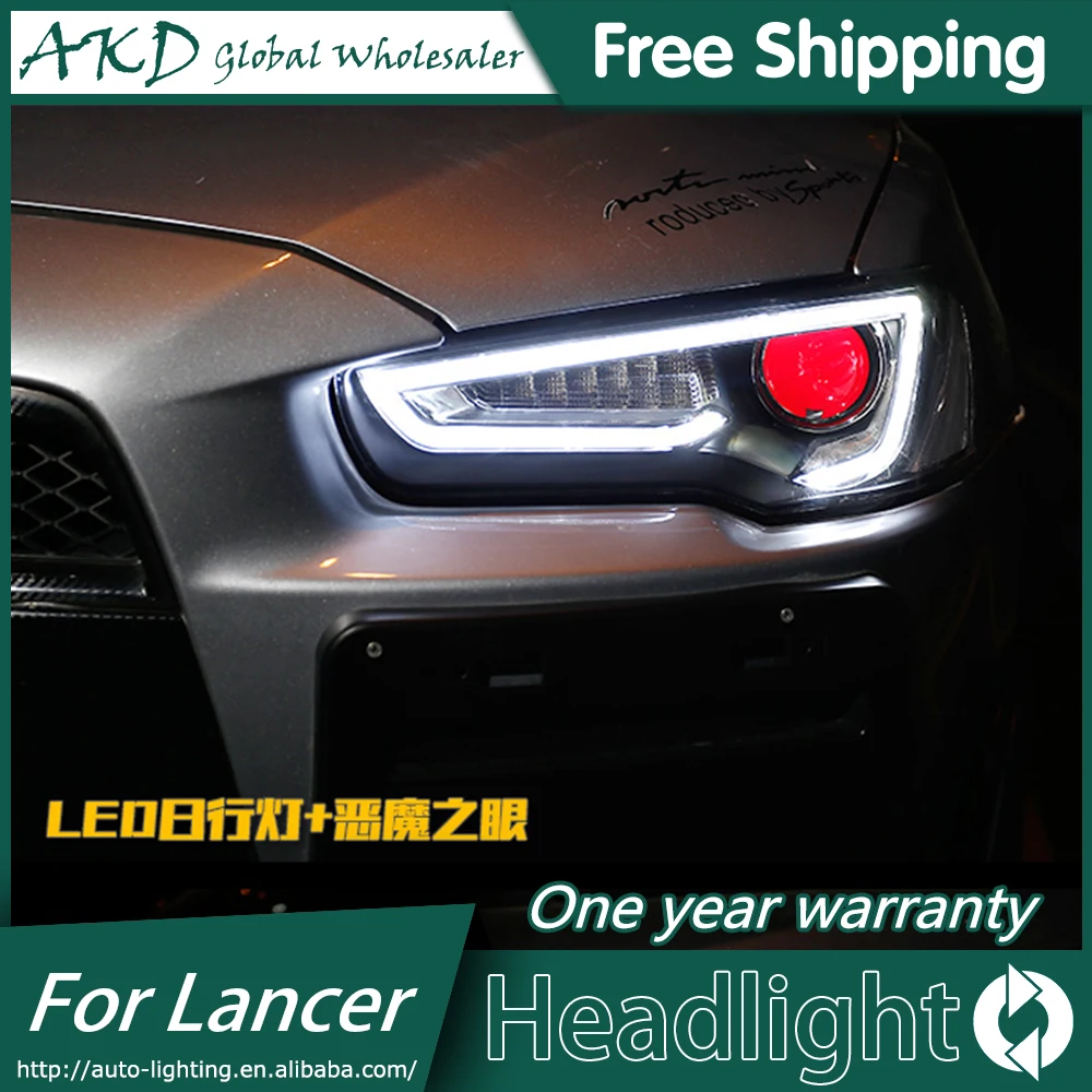 Фары AKD для Mitsubishi Lancer EX светодиодные фары DRL H7 D2H Hid биксеноновый луч ангельский