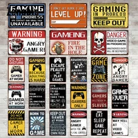 gaming warning metal sign angry gamers tin signs danger game zone vintage plaque decorative tin plate wall stickers home decor