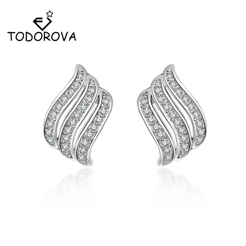 Женские серьги гвоздики с крыльями ангела Todorova из розового золота белым