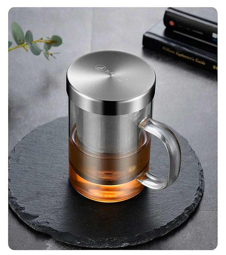 Curge Стекло Чай Кубок кружки с крышкой Чай Infuser стеклянный, с двойными стенками чашка для Кофе бутылка-термос для стакан для воды Стекло бутылка для воды