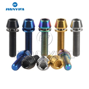 Wanyifa Titanium Bolt M5x16 M5x18 M5x20mm Conical Head Screws with Washer for Bicycle Stems