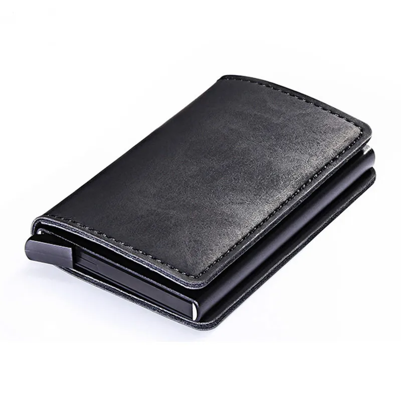 Fashion RFID Men Wallets Id Card Holder Credit Vintage Black Short New Metal Leather Small Thin Purse | Багаж и сумки