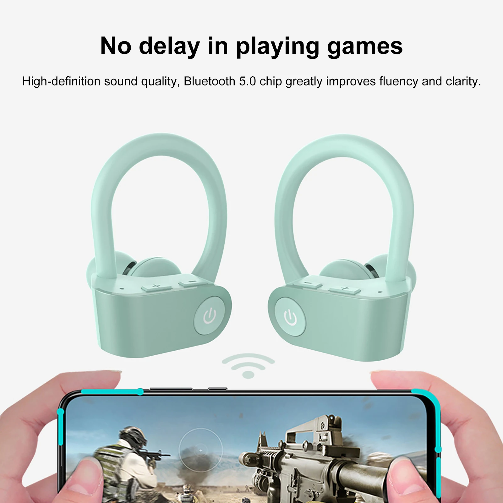 Беспроводные наушники TWS Bluetooth 5 0 спортивные 6D крючком для iphone xiaomi | Электроника