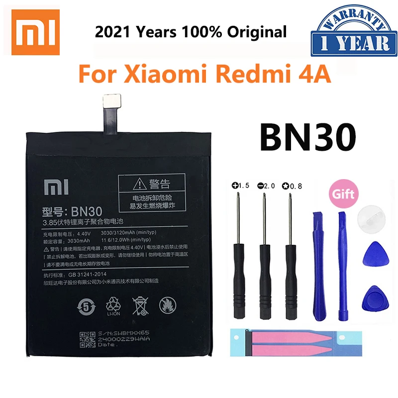 100% Оригинальный аккумулятор Xiao mi BN30 3120 мАч для Xiaomi Redmi 4A Mi4A M4A высококачественные